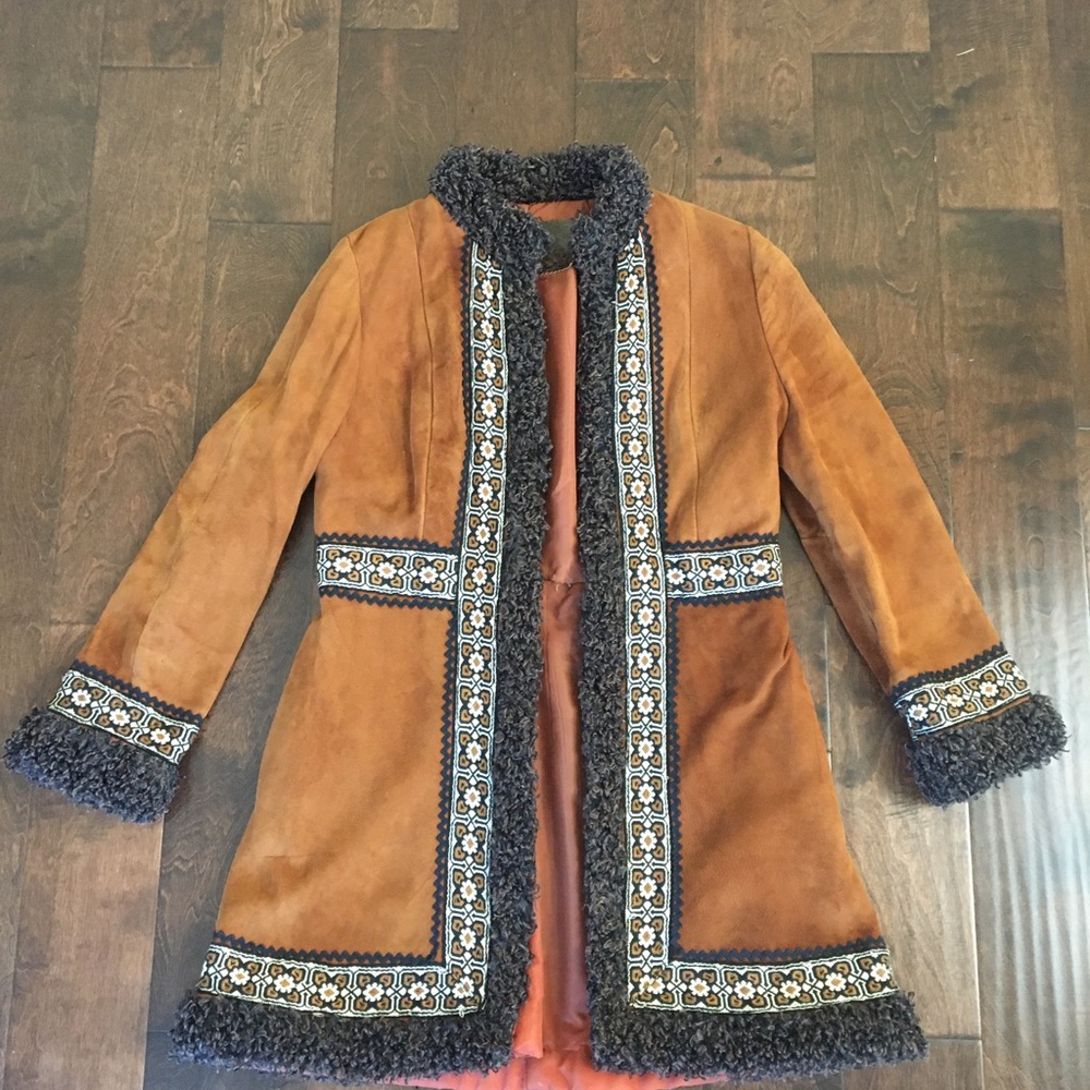 Vintage Suede Dan Di Modea Jacket with Black Trim - Good Condition